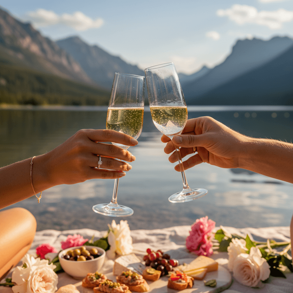 Guests toasting at an event celebration